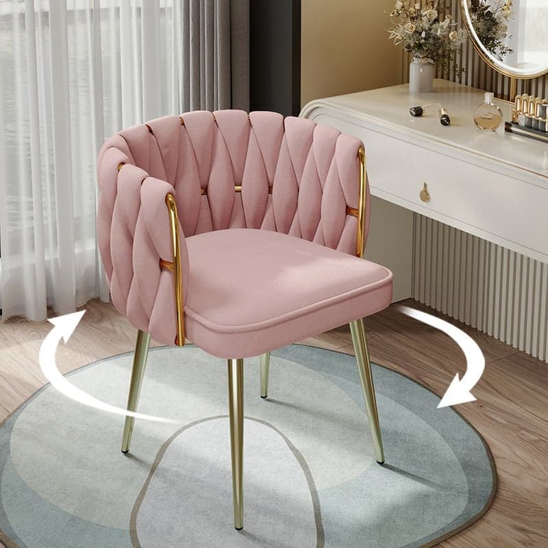 Glam Stable Framed Upholstered Arm Chair with Gold Base and Foot Pads for Dinette, Turned/Non-rotatable - image 5