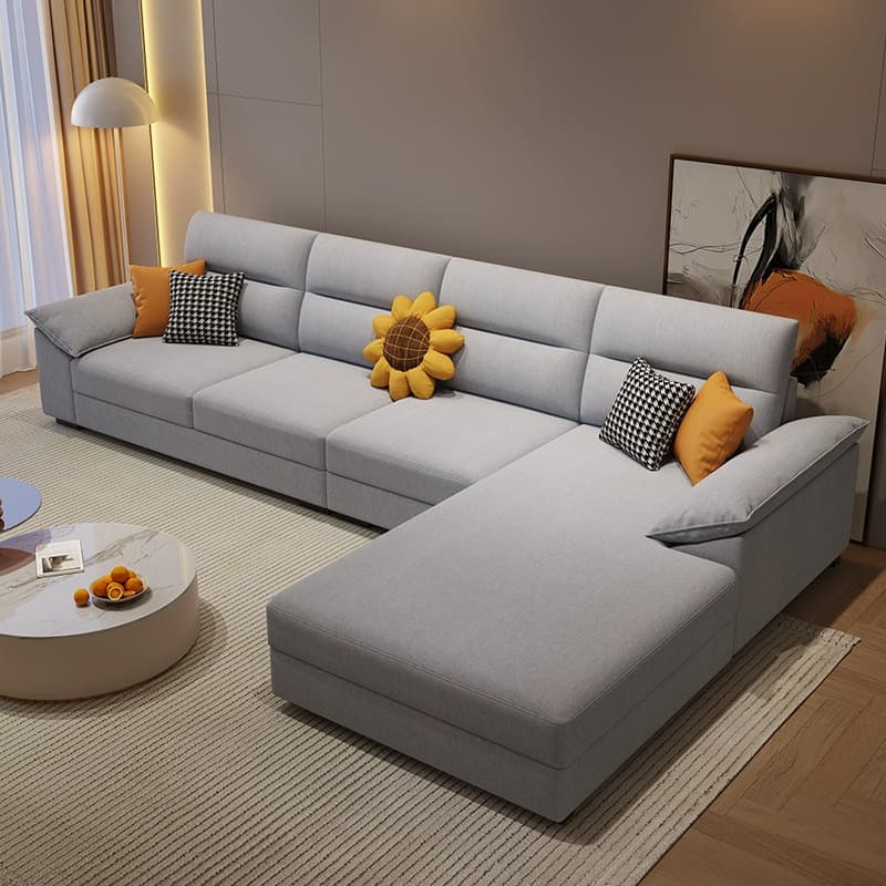 Scandinavian Wood Seats 4 Large (Over 109 in.) Pillow Top Arm Sofa Chaise - image 8