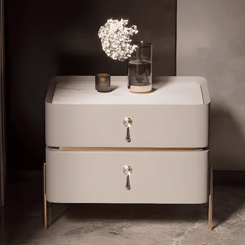 Organic Modern Stone Drawer Storage Nightstand with Leg & 2 Drawers - image 3