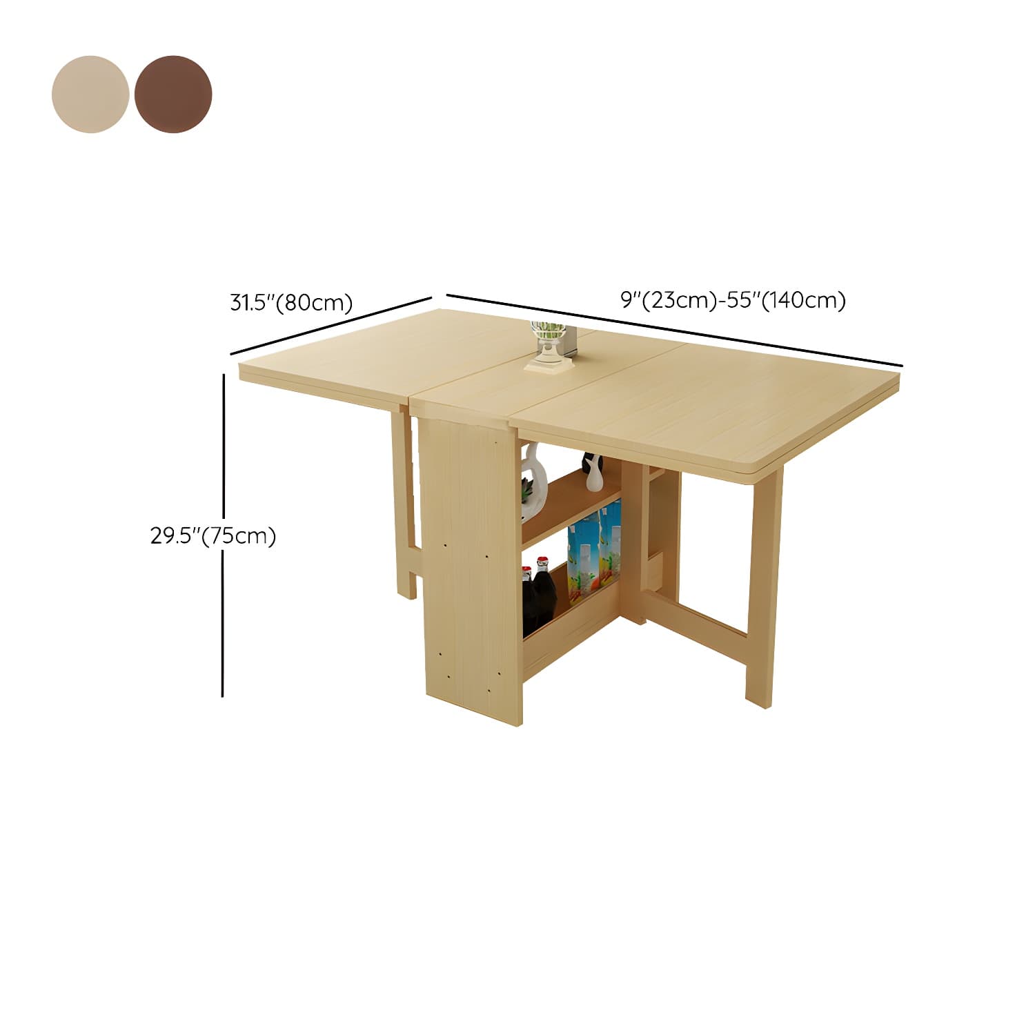 Modern Rectangular Wood Dining Table with Pedestal Base, Seats 4, Drop Leaf Design - image 19