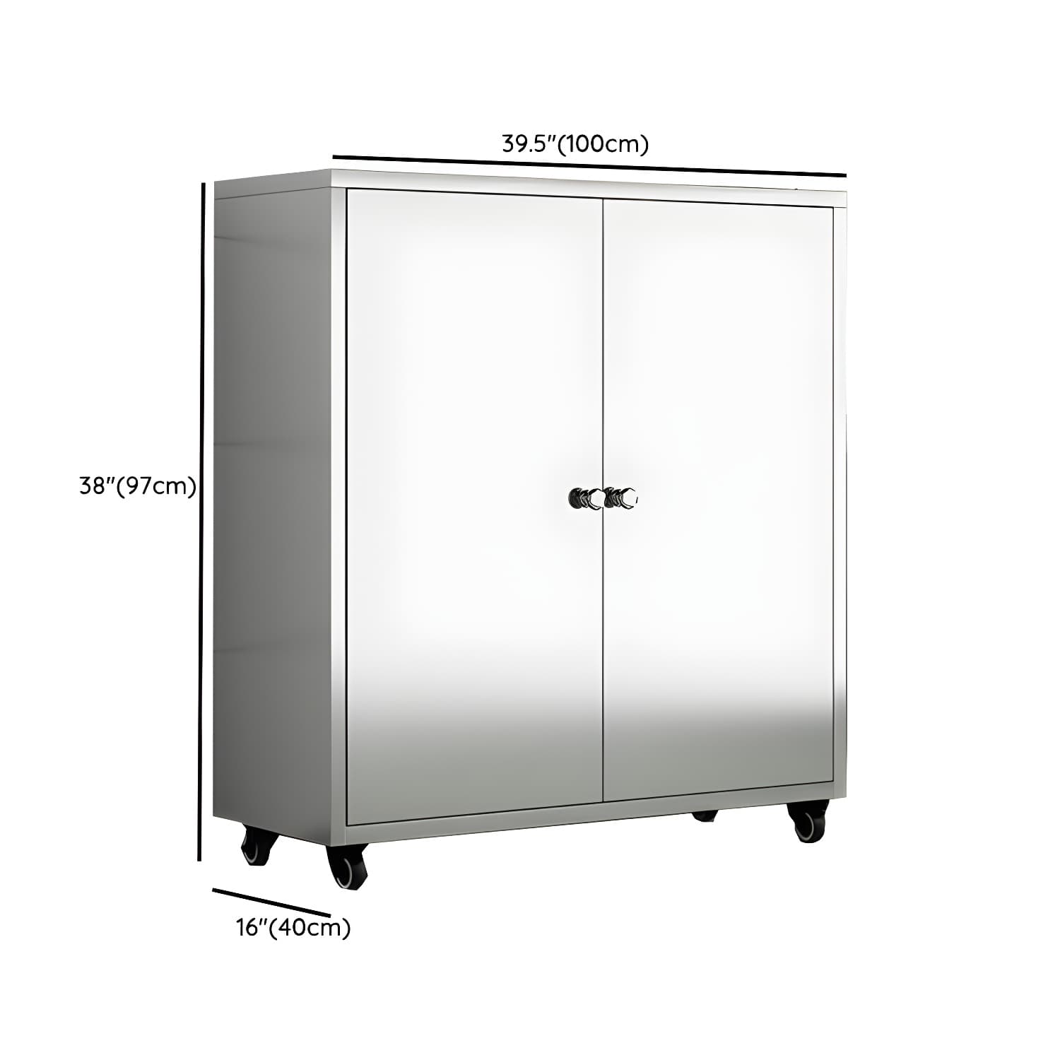 Chrome Stainless Steel Sideboard Cabinet with Cabinets, Adjustable Shelves, and Glass Doors - image 30
