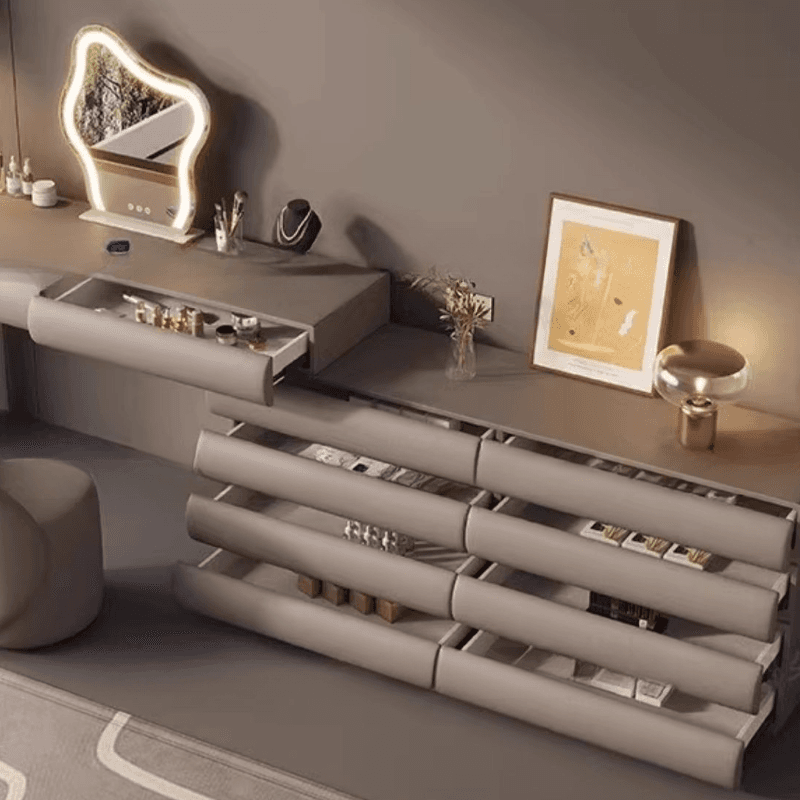 Multi-Purpose Tan Vanity Set with 10 Drawers, Lighting, Scalable, Adjustable Touch, and Adjustable Brightness - image 5