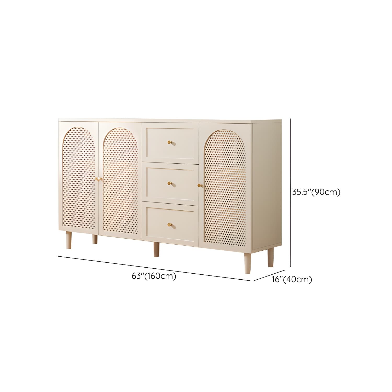 White Modern Wood Sideboard Credenza with Cabinets and Shelves Included - image 21