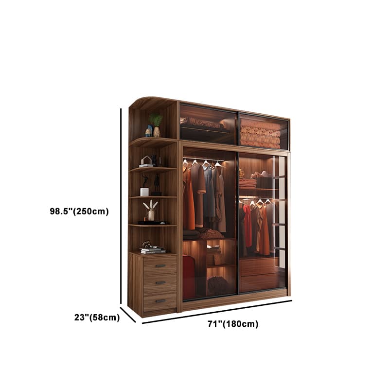 Simple Unfinished Color Wooden Wardrobe Armoire with Hanging Rod, Interior Shelves, Soft Close Drawer & Soft Close Door - image 29