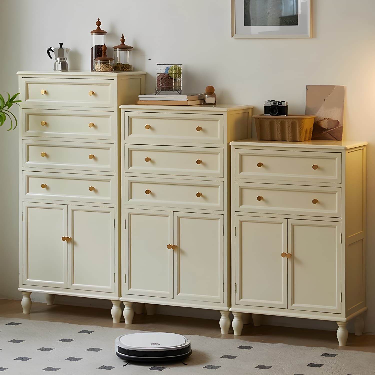 Mid-Century Modern Rectangular Wood Accent Cabinet with 1 Cabinet and Drawers - image 18