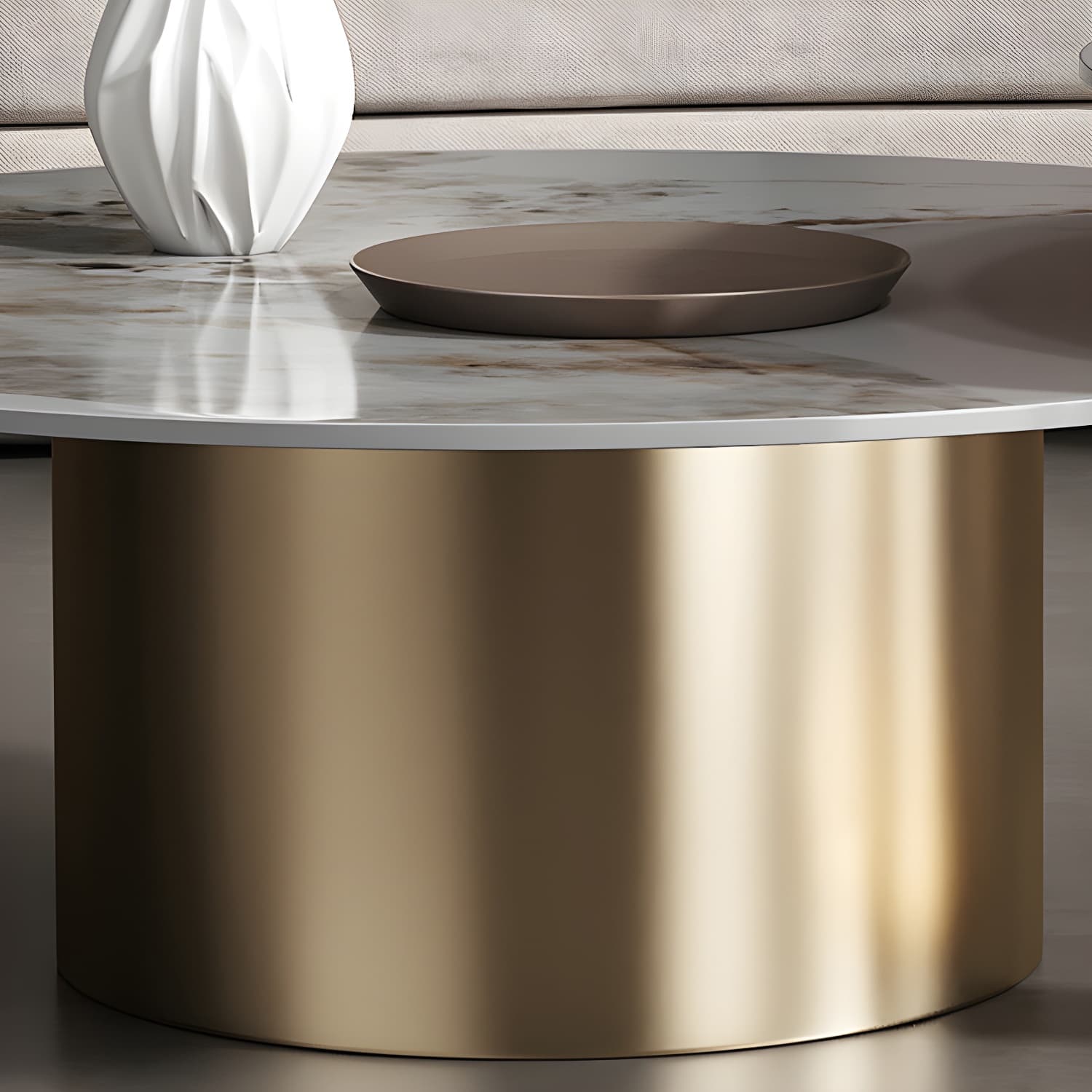 Glam Style Round Nesting Coffee Table Set with Steel Pedestal Base - image 10