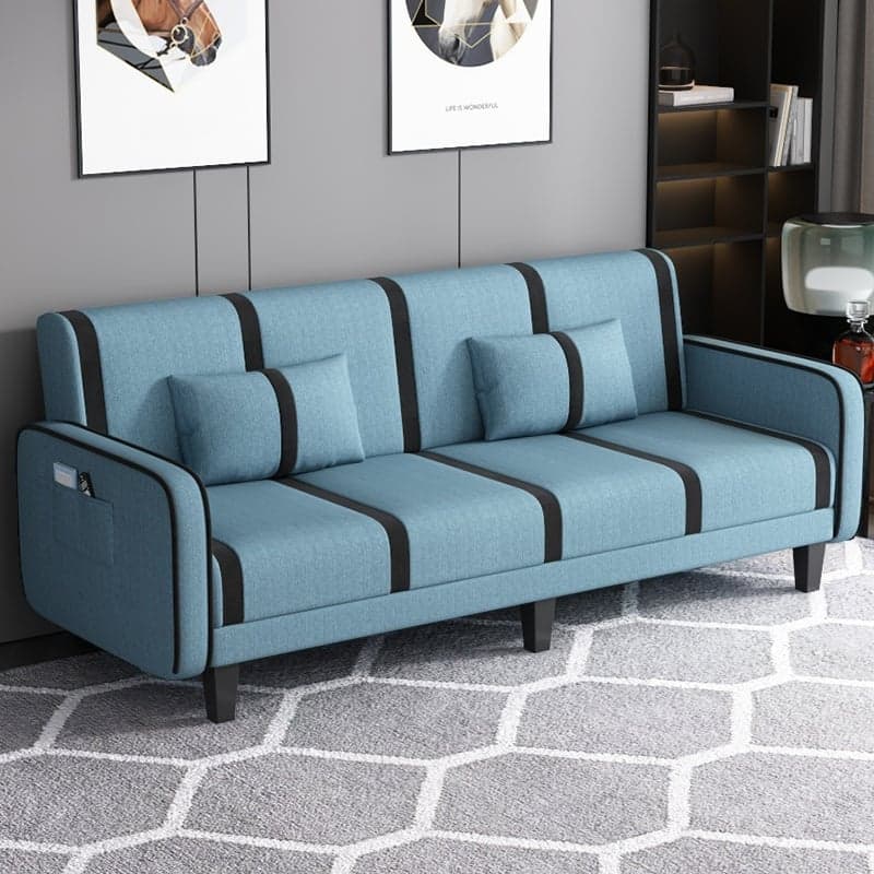 Striped Standard Sofa in Dark Gray/Cerulean/Off-White with Armrest - image 8