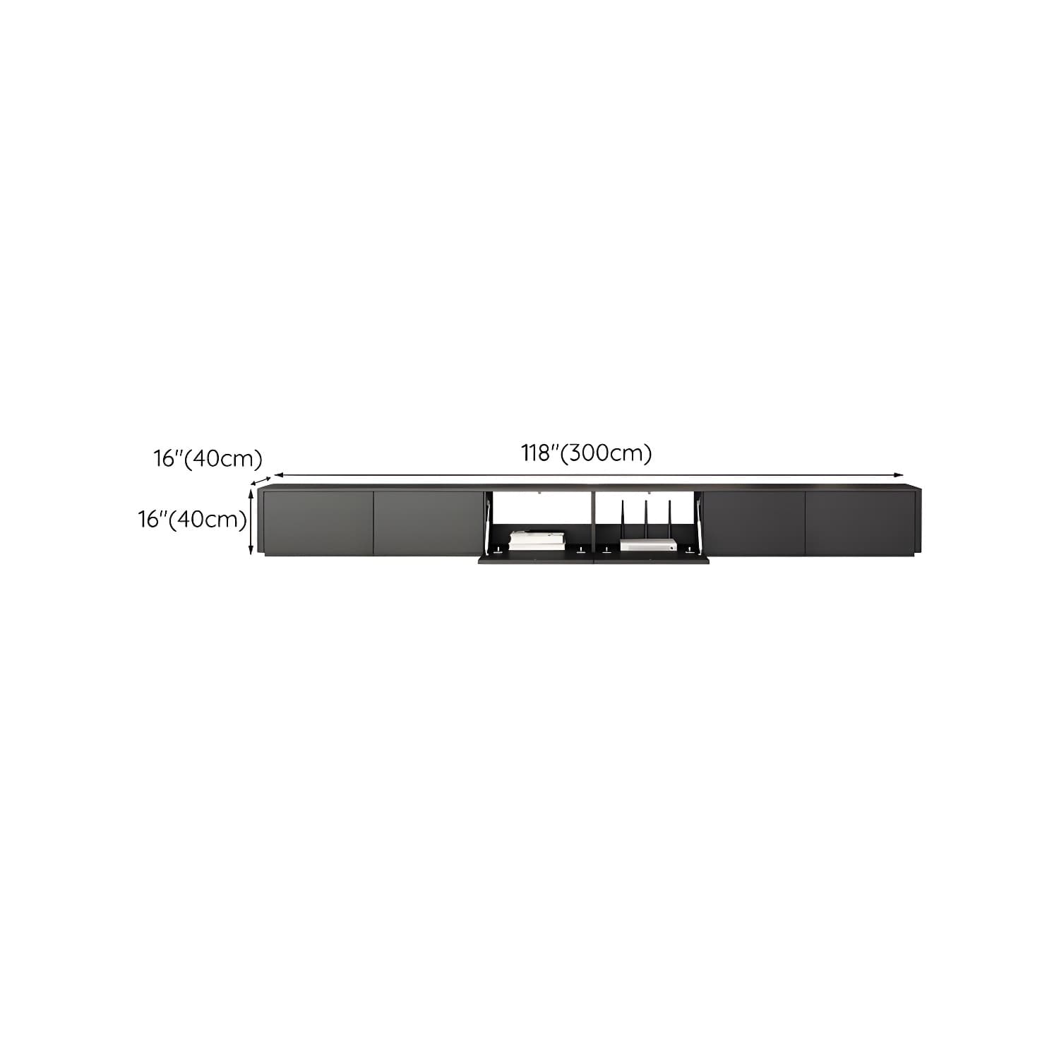 Black Wood TV Stand with Drawers and Cable Management – Modern Style and Low Height - image 20