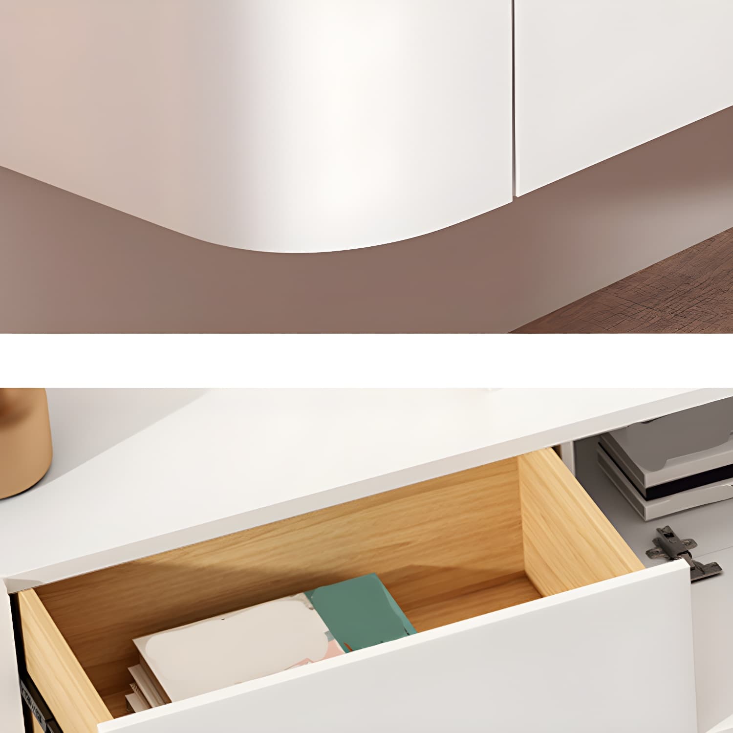 Contemporary Wall Mount TV Console with Wooden Drawer for Living Room - image 10