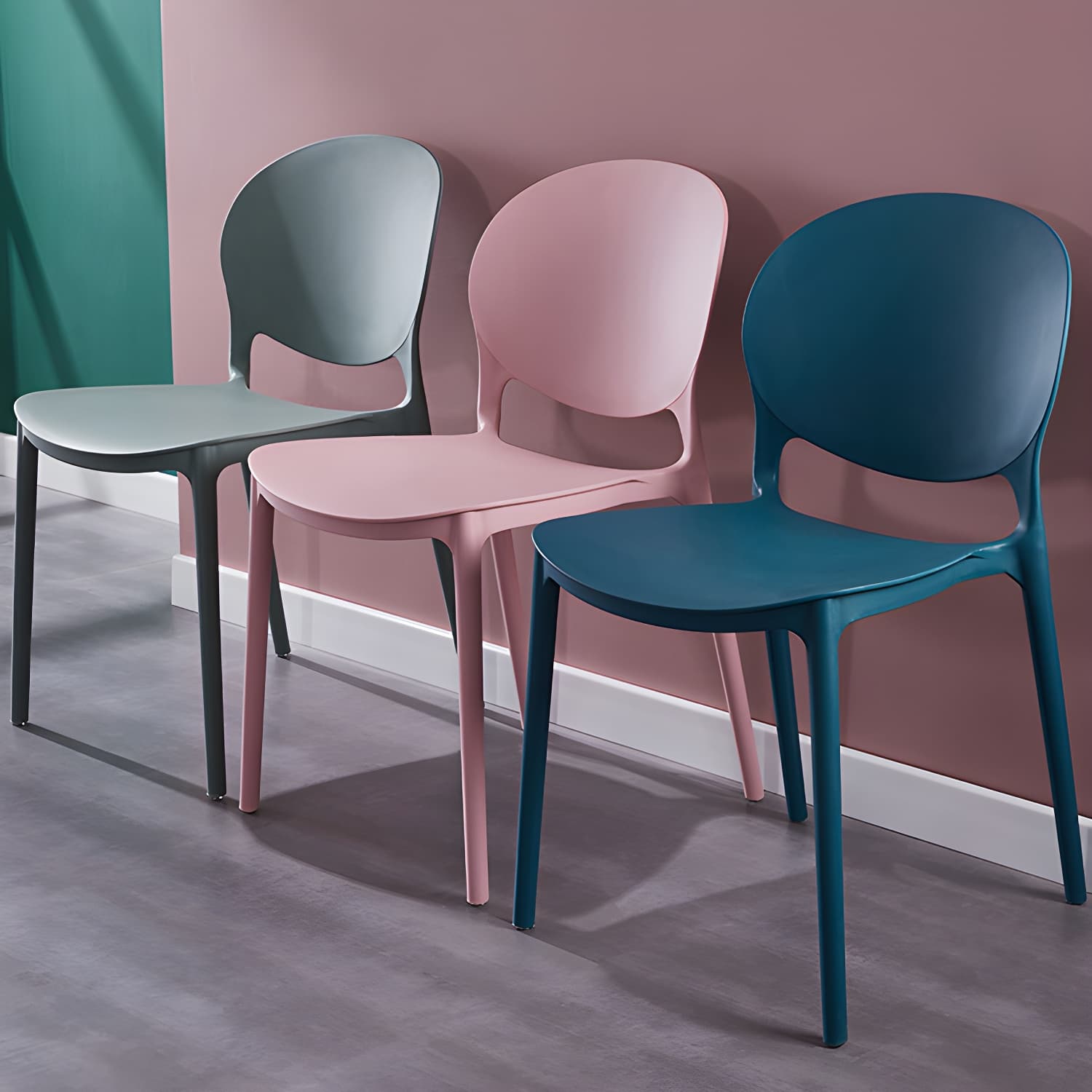 Scandinavian Plastic Dining Side Chair Open Back Matte Finish Dining Chair - image 27