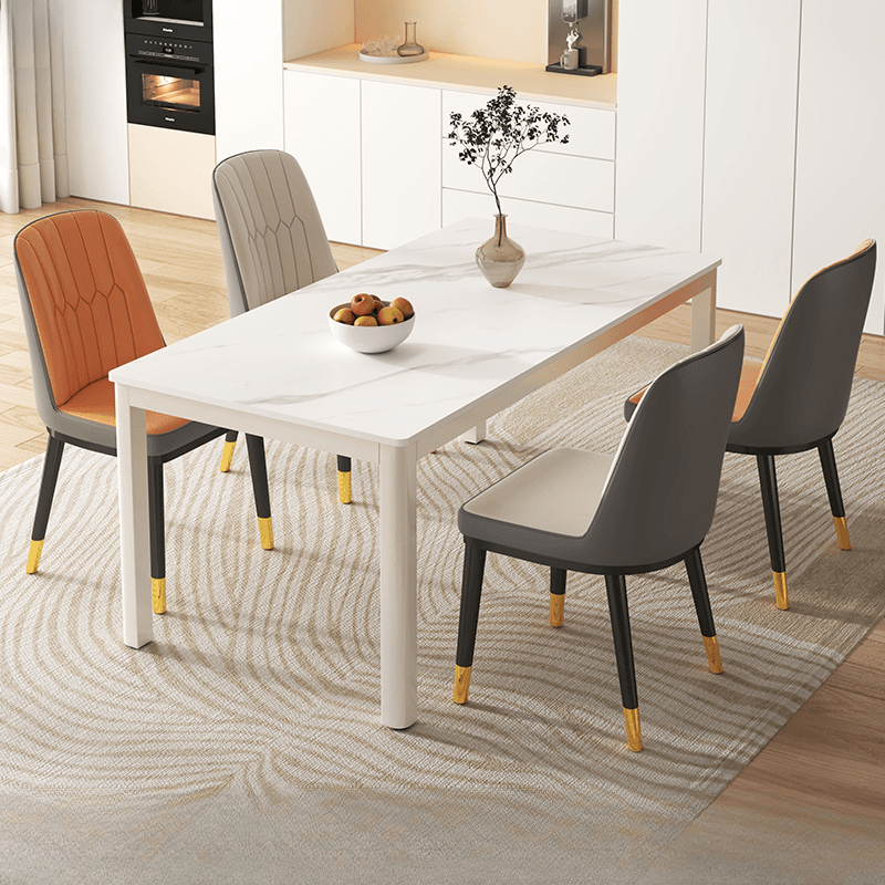 Minimalist Rectangular Dining Table Set with Marble Slab Top and 4 Legs - image 4