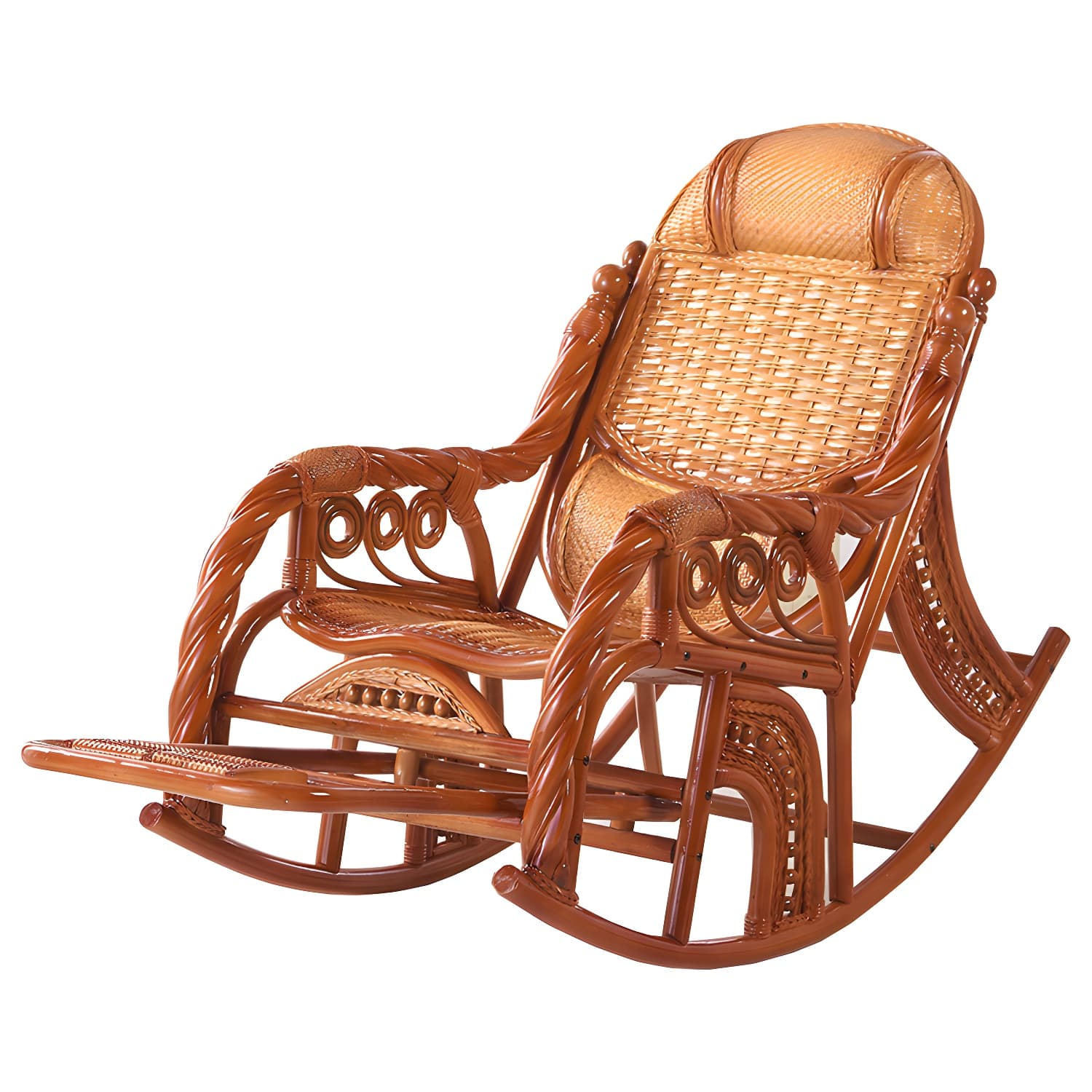 Traditional Rocking Chair Rattan Solid Color Spindle Backrest Indoor Rocking Chair - image 15