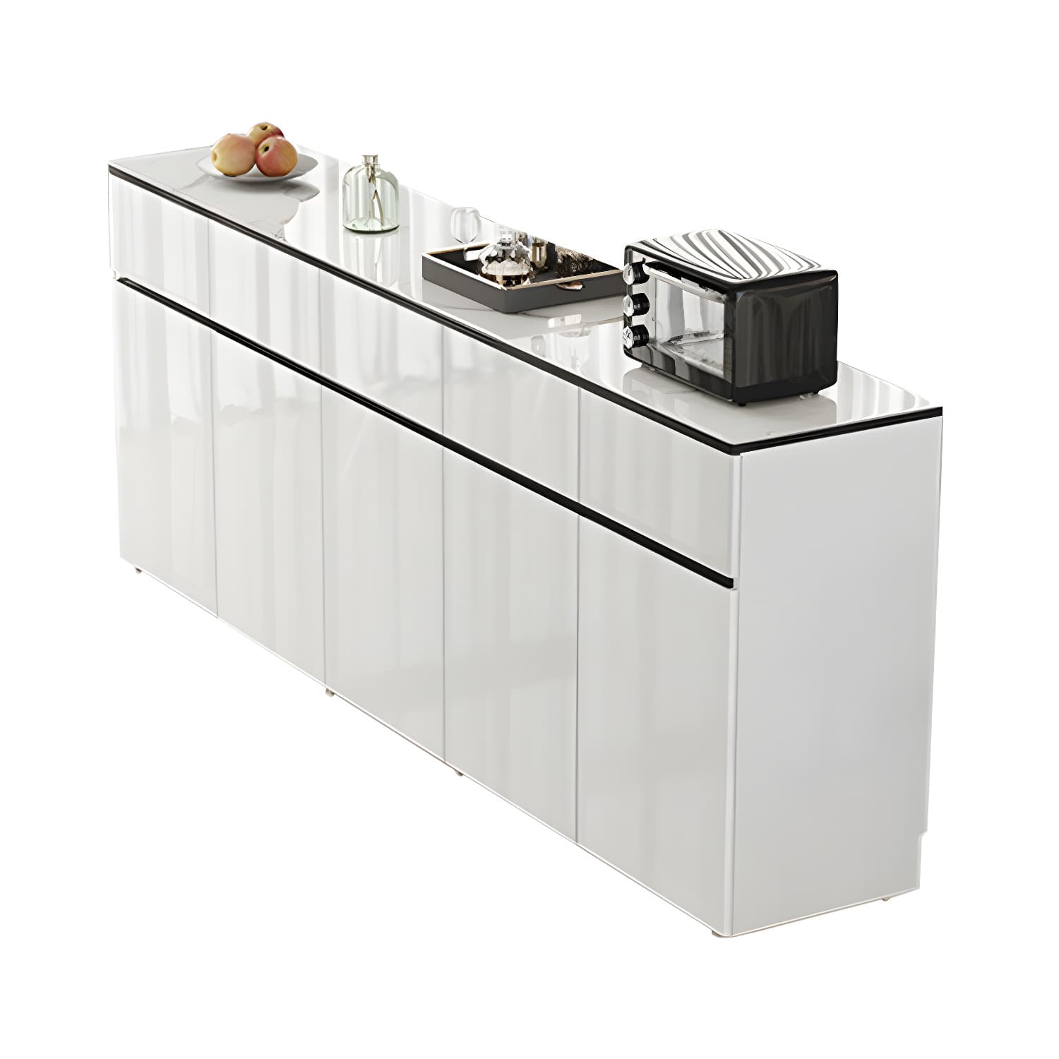 Contemporary Glass Top Sideboard Cabinet with Drawer for Living Room - image 16