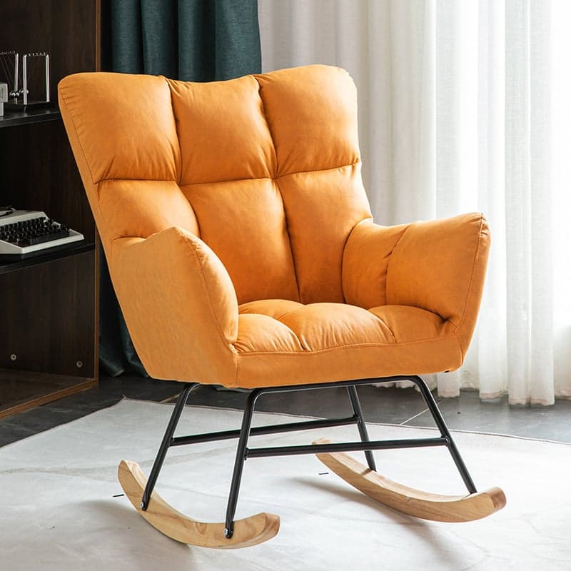 Modern Upholstered Rocking Chair with Tufted Seat - Natural Wood Legs for Stylish Home Decor - image 10