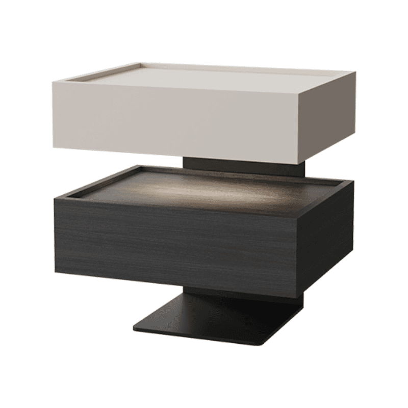 Organic Modern Open Nightstand with Composite Wood and Illuminating Feature