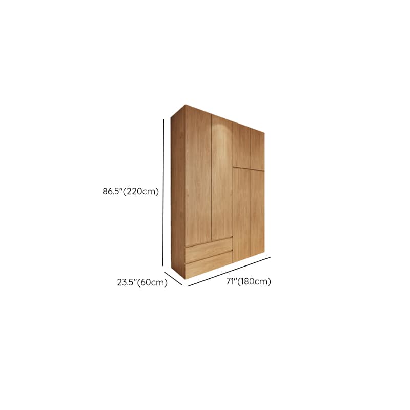 Wood Grain Minimalist Manufactured Wood Wardrobe Closet with 2 Drawers, Soft Close Door, Interior Shelves, and Clothing Rod - image 12