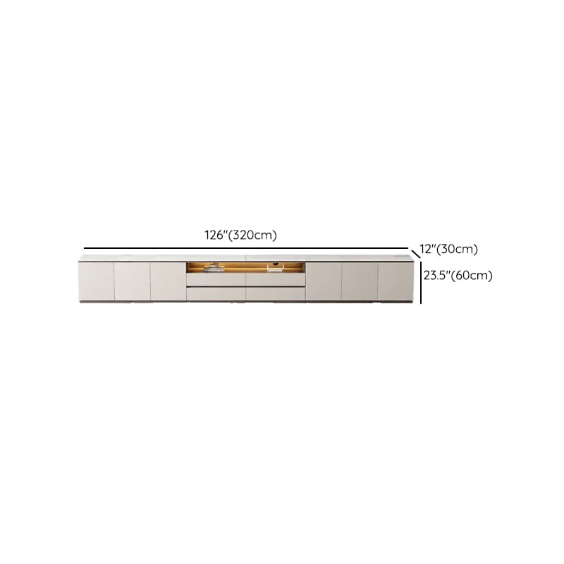 Beige Stone TV Stand with 4-Drawer, 2 Cabinets/4-Cabinet, Cable Management, Visible Storage and Light - image 20