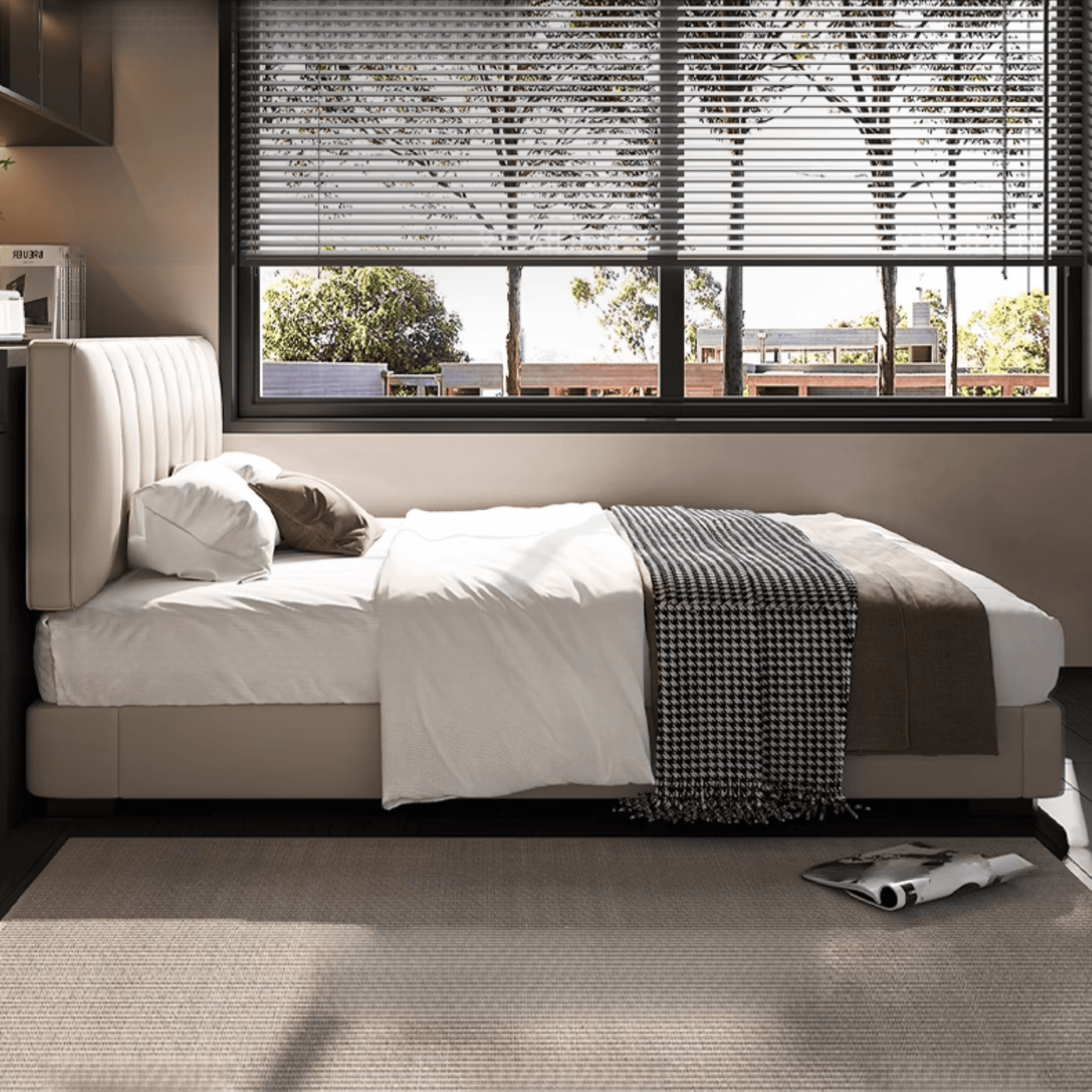 Solid Color Pine Wood Storage Bed with 3 Storage Boxes for Living Room