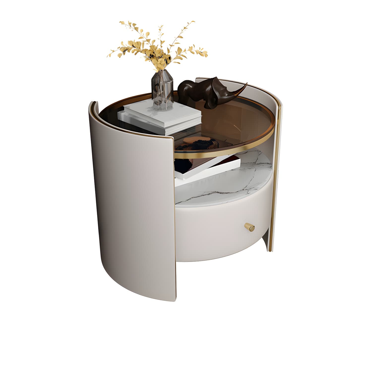 Faux Leather Nightstand Modern 1 - Drawer Accent Table Nightstand - image 12
