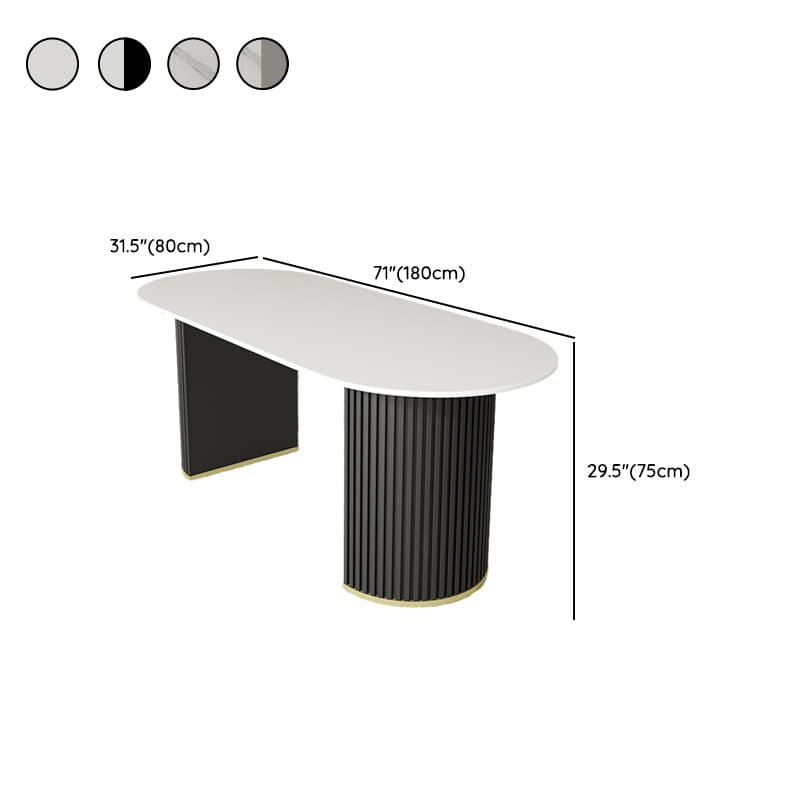 Contemporary Stone Top Oval Dining Table with Metal Legs for Dining Room - image 17