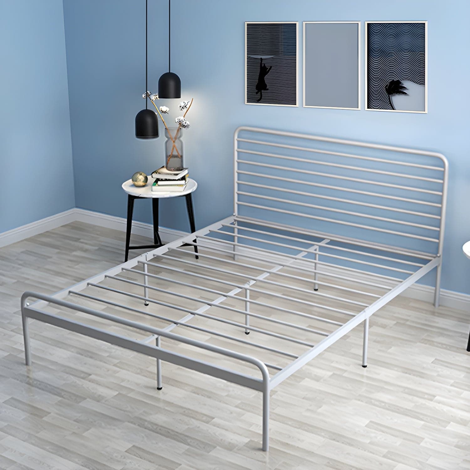 84.65 inch Wide Industial Bed Frame Metal Bed with Headboard - image 5