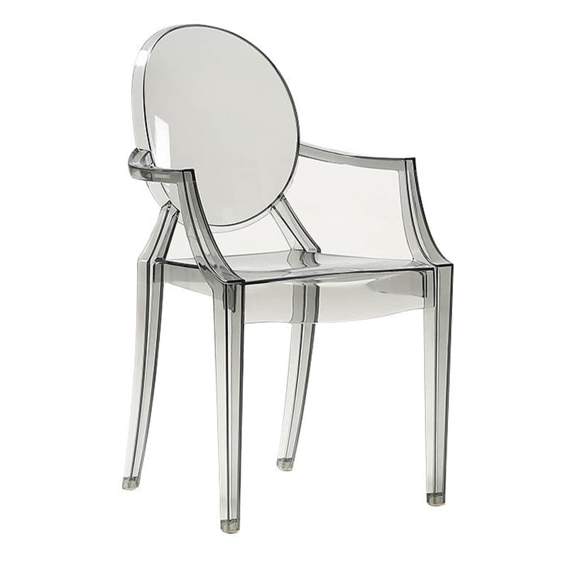 Scandinavian Reliable Arm Chair in Plastic for Dinette with Open Back and Foot Pads - image 5