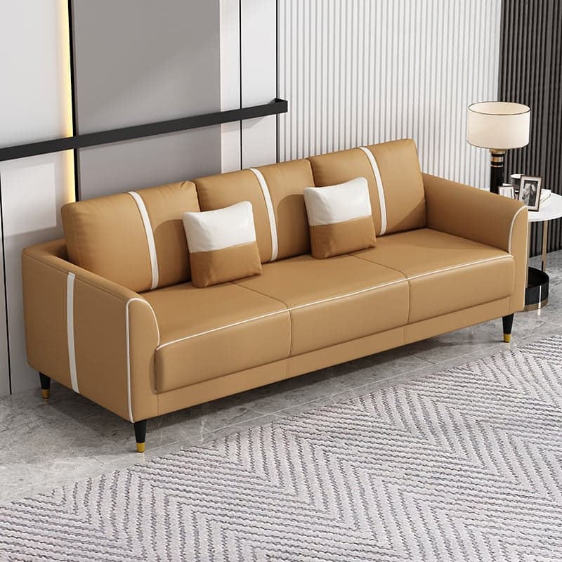 Trendy Scratch-durable Lime Green/Cocoa/Coffee Sofa Couch with Flared Arm, 3-Seater, 2 Pillows, and Wide Pillow Back - image 12