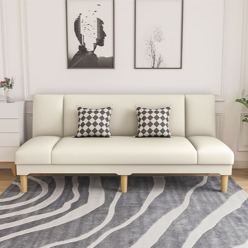 Scandinavian Armless Sleeper Sofa, Light Wood, Foam Filling, Includes Pillows - image 20