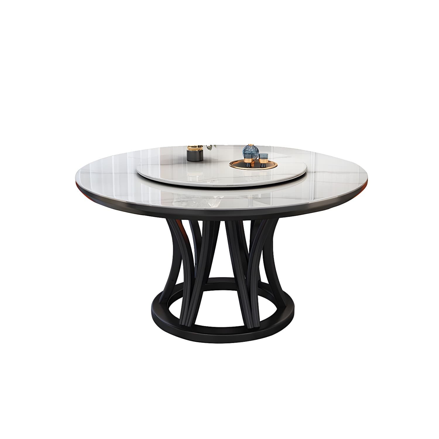 Modern Stone Round Folding Table Solid Wood Pedestal Casual Dining Table - image 5