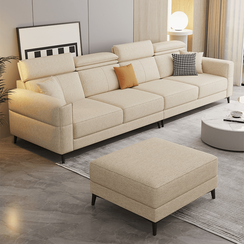 3 Pc Contemporary Modern L-Shape Sofa Chaise in Grey/Cream with Square Arm & Cushion Back - image 13