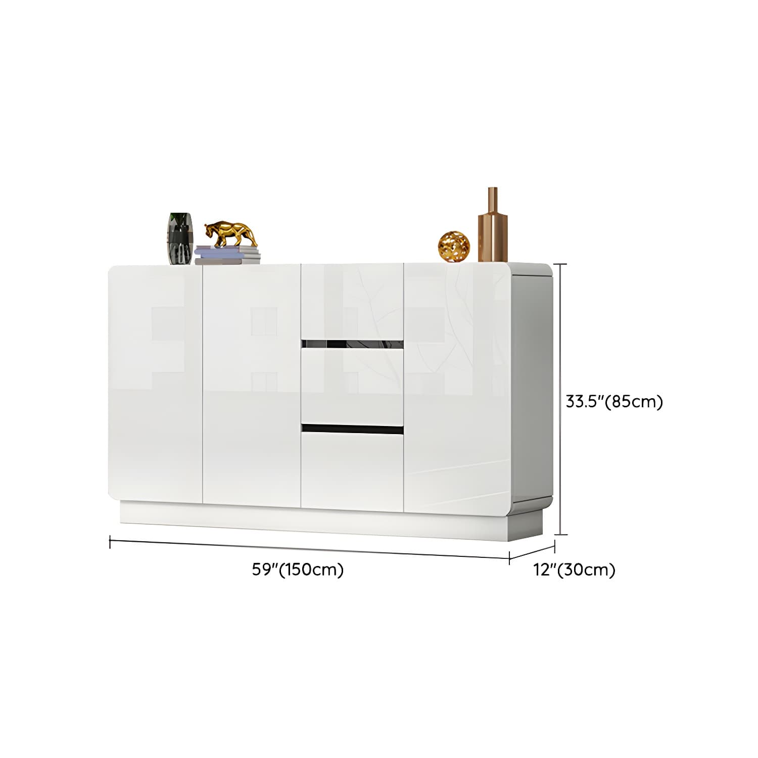 White Modern Sideboard Credenza with Adjustable Shelving and 3 Drawers - image 23