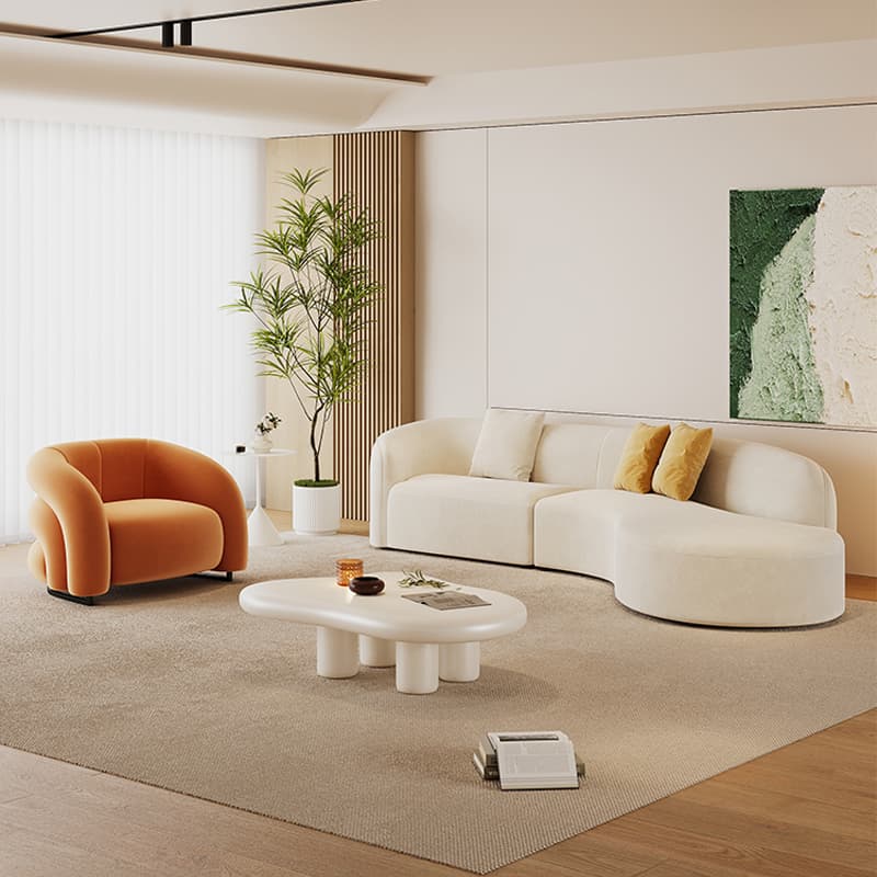 Living Room Use Arced/Straight Natural Wood Right Hand Facing/Horizontal Corner Sectional/Sofa with Concealed Support for 5/6 Person/for 2 - image 4