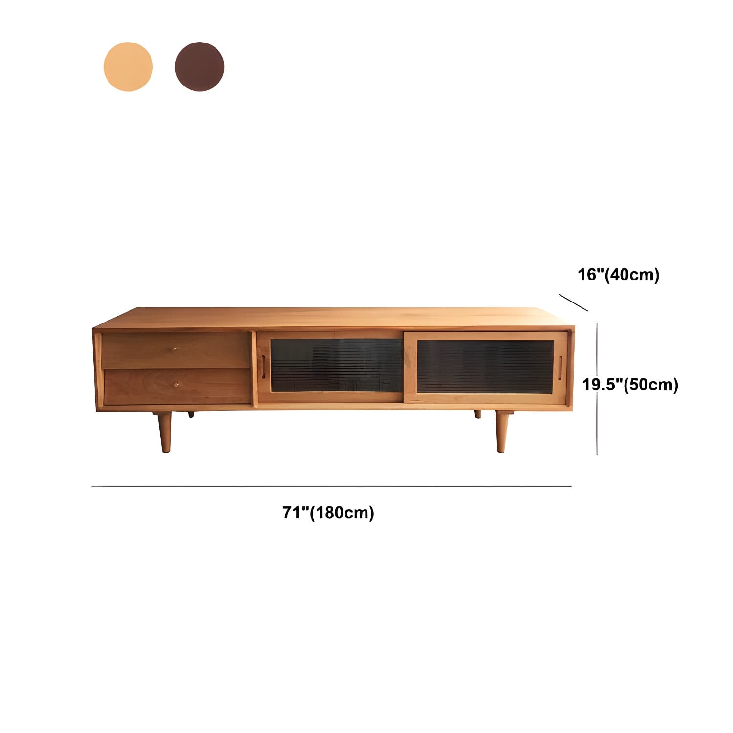 Industrial TV Media Stand Solid Wood 2 Drawers Stand Console - image 12