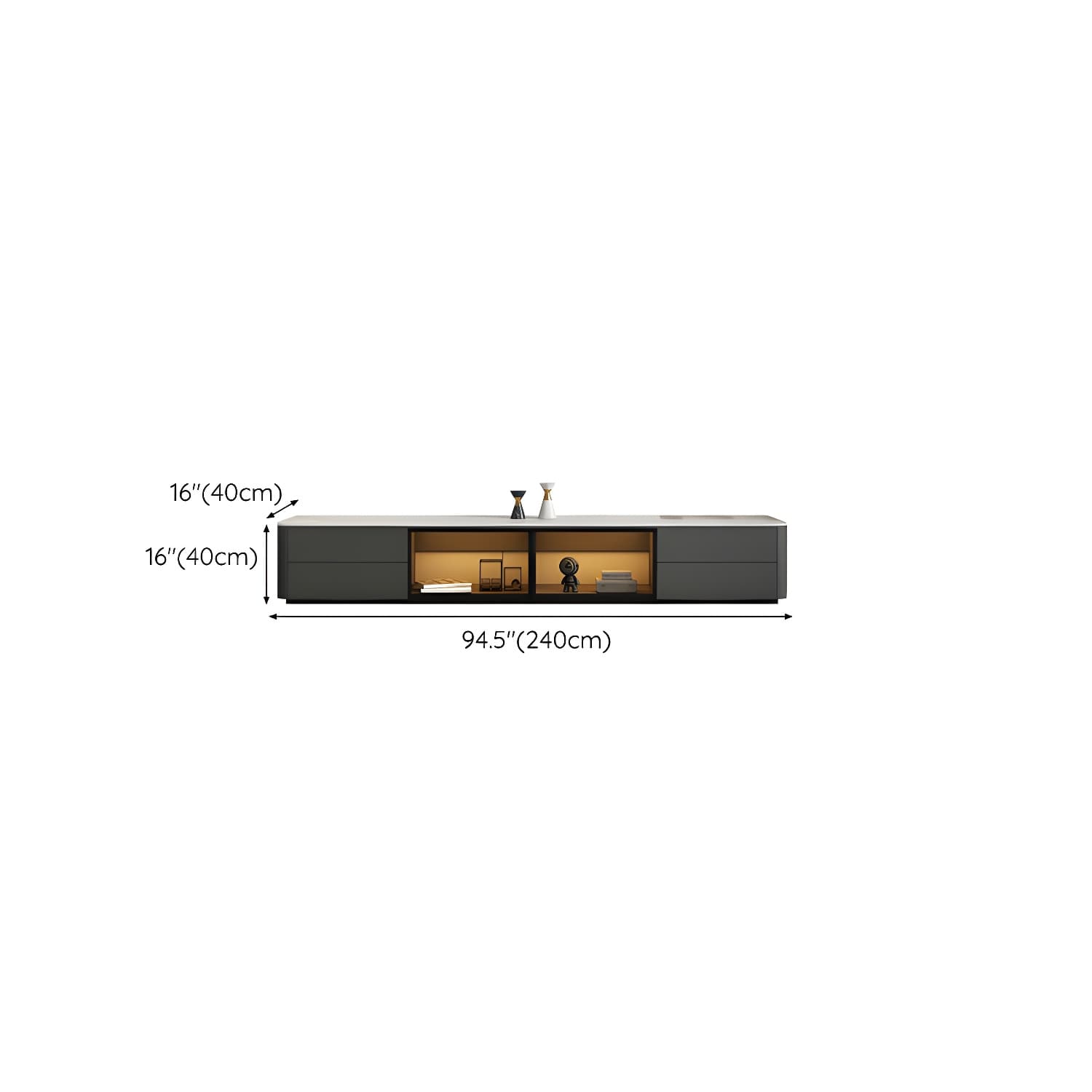 Grey Stone TV Stand with Drawers and Cabinet and No Cable Management for Modern-Style Long TVs - image 15