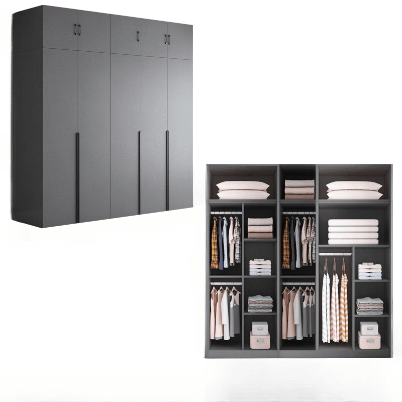 Trendy Dove Grey Wooden Wardrobe with Interior Shelves, Soft Close Door & Hanging Rod - image 5