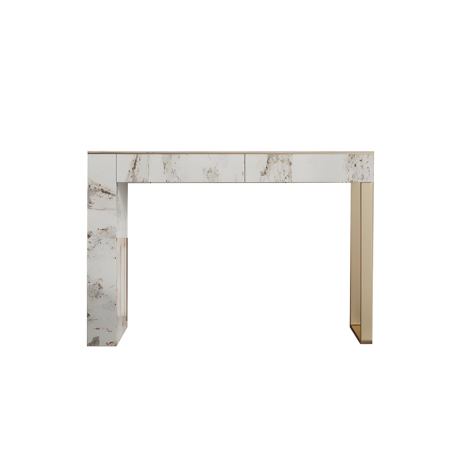 Two Piece Luxurious Vanity Set Stainless Steel and Stone Dresser