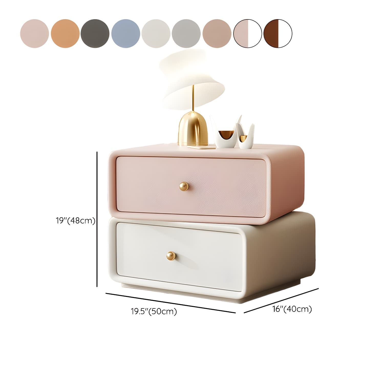 Modern Wood Nightstand with 2 Drawers - Faux Leather Countertop - Small and Stylish - image 23