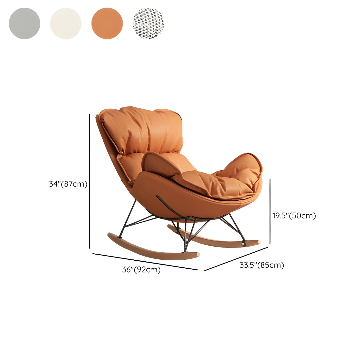 Stylish and Comfortable Modern Upholstered Indoor Rocking Chair with Natural Wood Legs - image 17