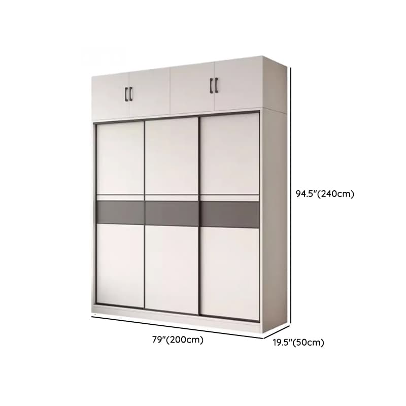 White Minimalist Manufactured Wood Wardrobe Closet with Interior Shelves and Clothing Rod - image 24