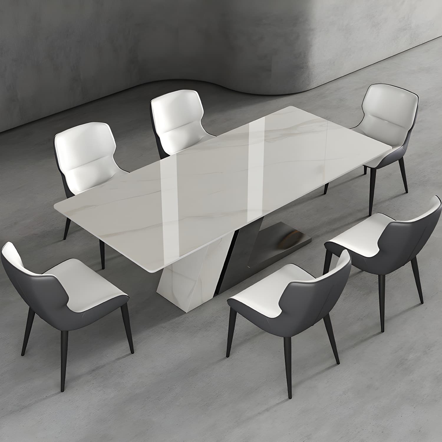 Modern White Stone Top Dinette Table Set 1/4/5/7 Pieces Dining Set with Padded Chairs - image 4
