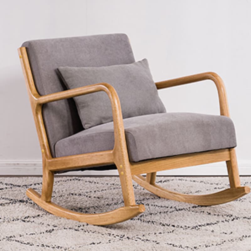 Modern Upholstered Rocking Chair with Natural Wood Legs and Recessed Back Cushion - image 13