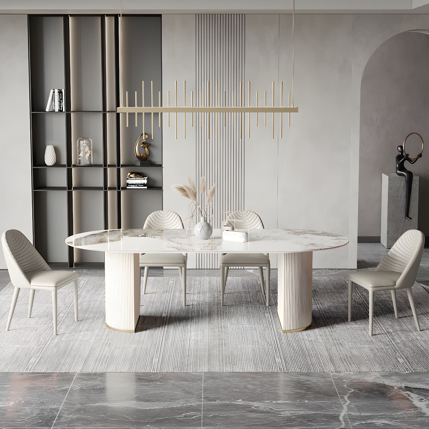 Traditional Luxury Dining Table Sintered Stone Oval Table for Home - image 10