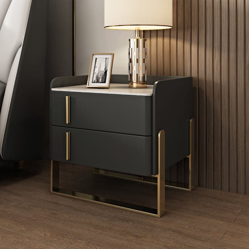 Nightstand With Drawer Organization with Leg, 2 Drawers and Stone Counter Top in a Casual Style - image 5