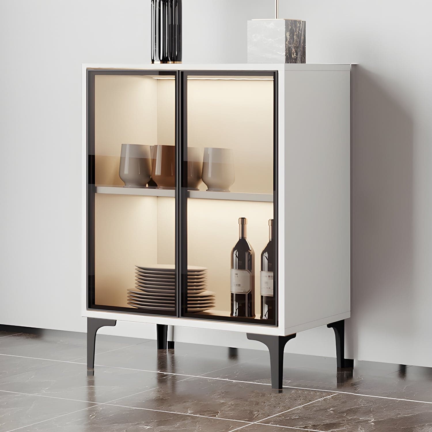 Contemporary Sideboard Cabinet for Dining Room with Glass Doors & Drawers Included - image 3