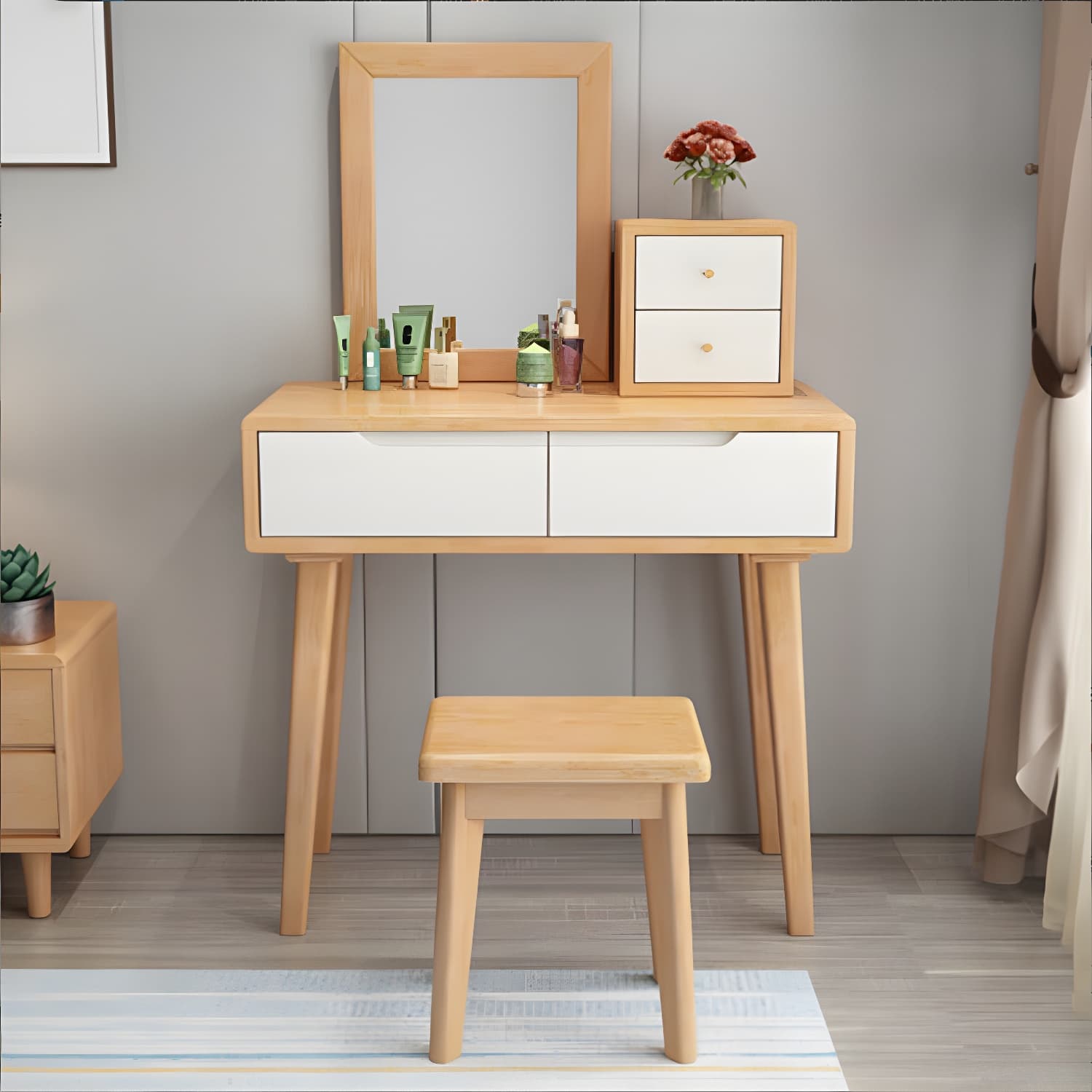 Traditions Make-up Vanity Solid Wood Bedroom With Drawer Dressing Table - image 5