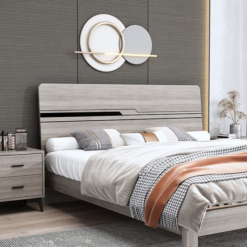 Trendy Queen(60"W x 80"L)/King(76"W x 80"L) Rectangle Panel Standard（36-55“） Bed Frame Mounted No Distressing in Wood - image 5