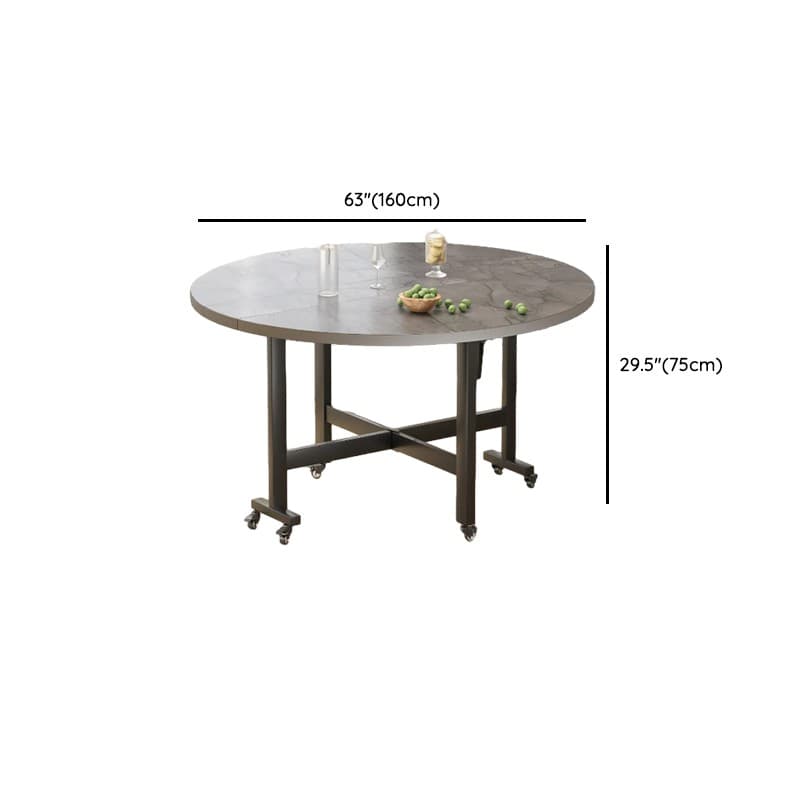 Contemporary Circular-shaped Timber Dining Table in Gray, Extendable - image 20