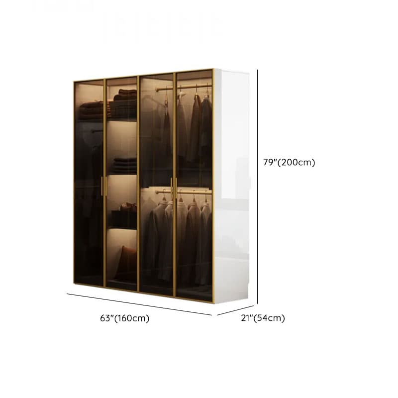 White Trendy Reclaimed Wood Almirah with Soft Close Drawer, Interior Shelves, and Hanging Rod - image 14