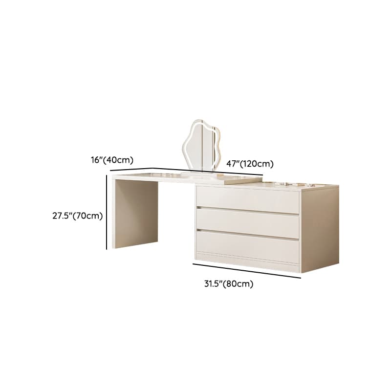 Chalk Modish Wood Makeup Vanity with Standard Length and Non-Upholstered Chair(s) - image 20