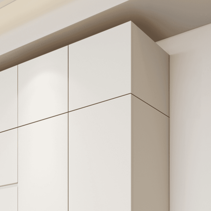White Minimalist Manufactured Wood Independent Wardrobe Closet with Soft Close Drawer, Soft Close Door, and Interior Shelves - image 5